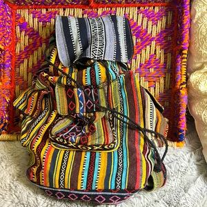 Handmade 100% Cotton boho backpack **like new**